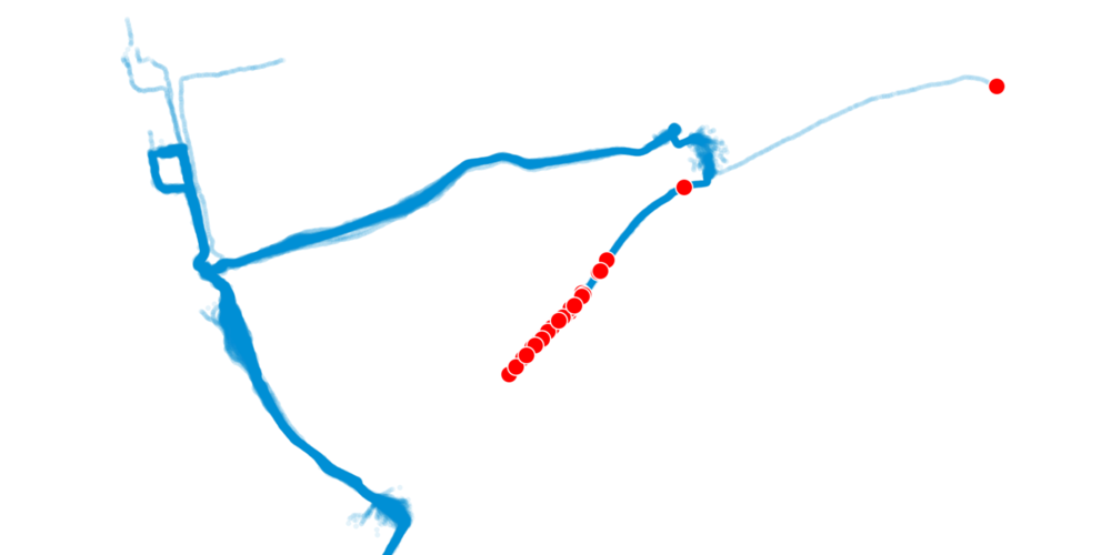 Timelapse frame of running routes in 2021